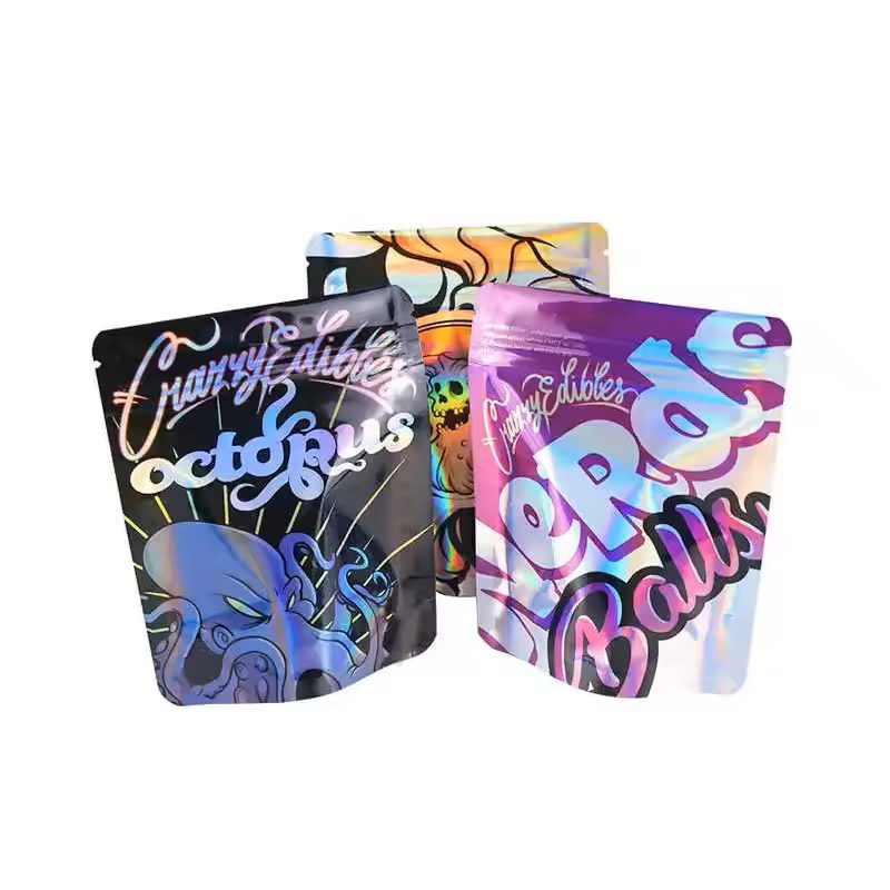 QQ Studio Holographic Black Packaging Bags – Food Safe Mylar Candy Bags, Heat Sealable